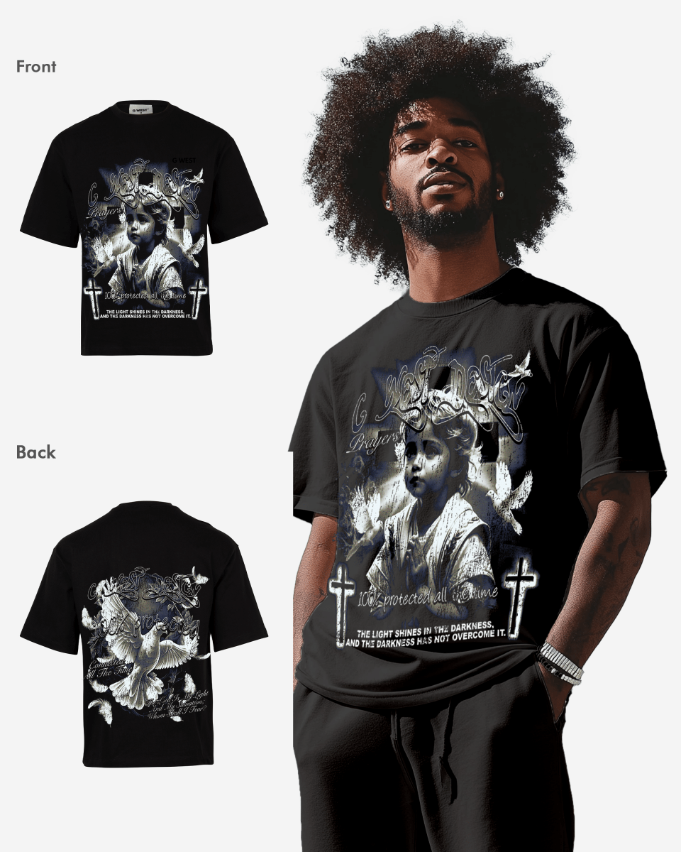 G West Mens Connected All The Time Premium Oversized Tee Front And Back Print