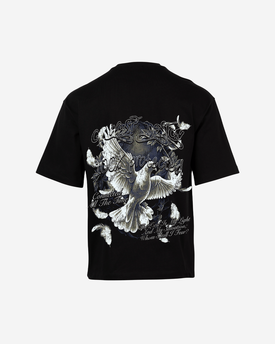 G West Mens Connected All The Time Premium Oversized Tee Front And Back Print