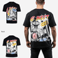G West Mens Cosmic Sky Ride Double Hit Premium Oversized  Tee Front And Back Print
