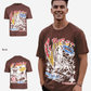 G West Mens Cosmic Sky Ride Double Hit Premium Oversized  Tee Front And Back Print