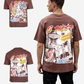 G West Mens Cosmic Sky Ride Double Hit Premium Oversized  Tee Front And Back Print