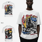G West Mens Cosmic Sky Ride Double Hit Premium Oversized  Tee Front And Back Print