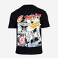 G West Mens Cosmic Sky Ride Double Hit Premium Oversized  Tee Front And Back Print