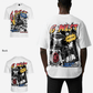 G West Mens Cosmic Sky Ride Double Hit Premium Oversized  Tee Front And Back Print