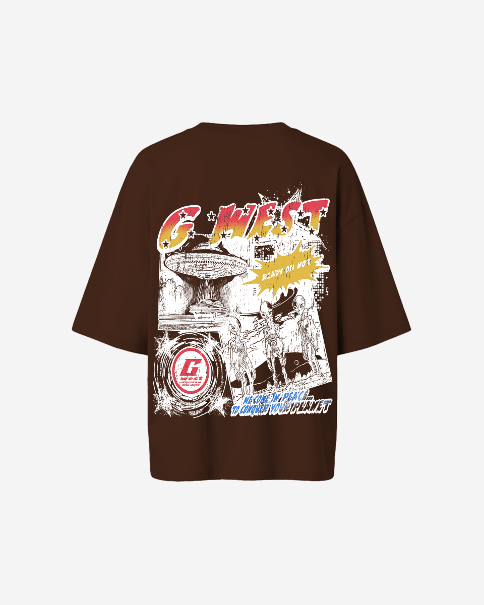 G West Womens Cosmic Sky Ride Double Hit Premium Oversized Tee