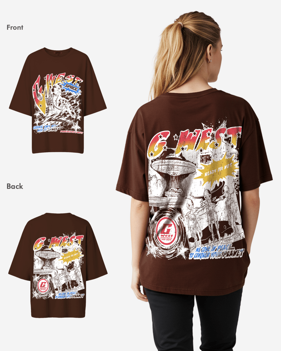 G West Womens Cosmic Sky Ride Double Hit Premium Oversized Tee
