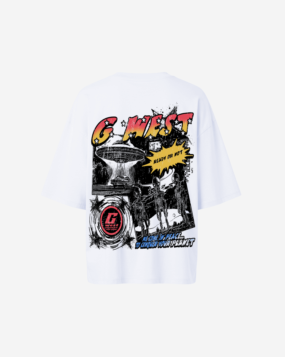 G West Womens Cosmic Sky Ride Double Hit Premium Oversized Tee