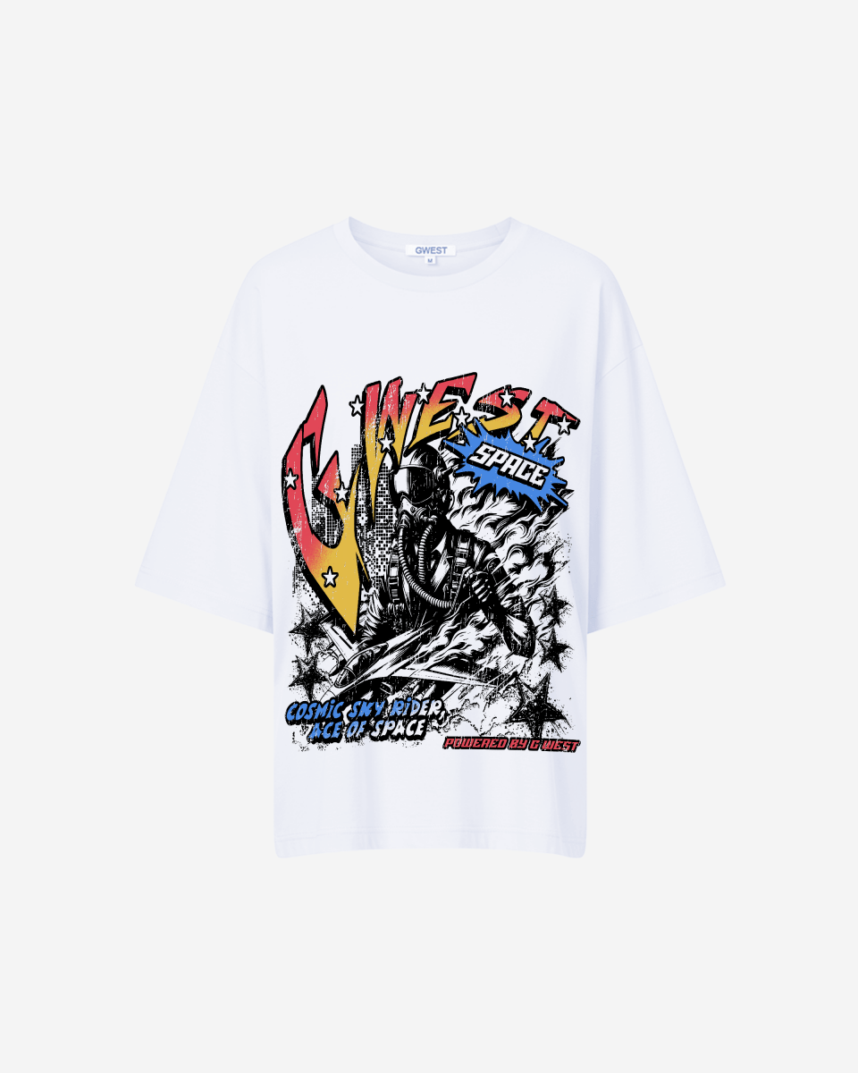 G West Womens Cosmic Sky Ride Double Hit Premium Oversized Tee