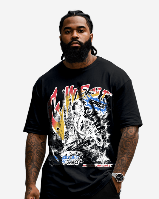 G West Cosmic Sky Ride Double Hit T-Shirt Big and Tall Mens