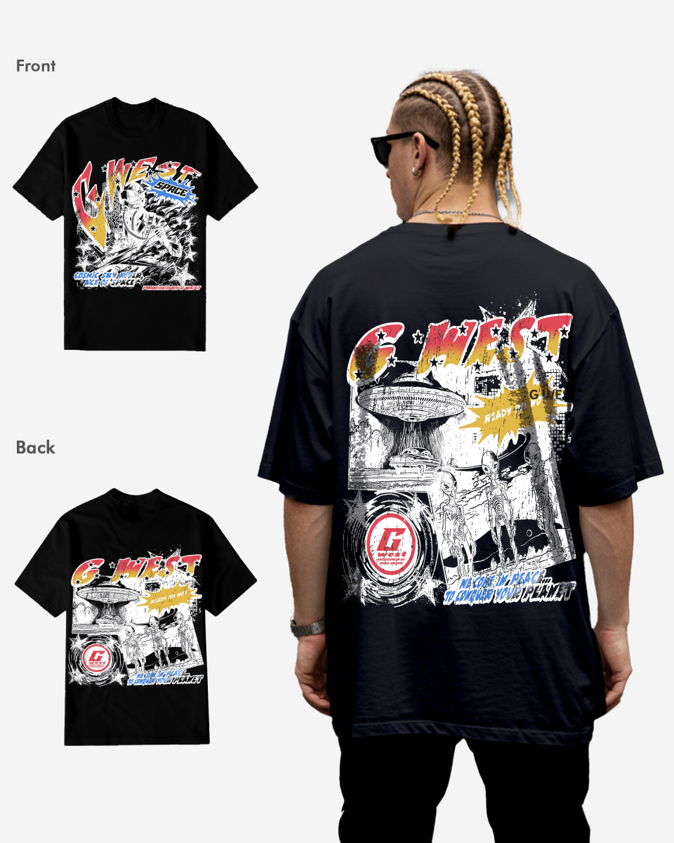 G West Cosmic Sky Ride Double Hit T-Shirt Big and Tall Mens