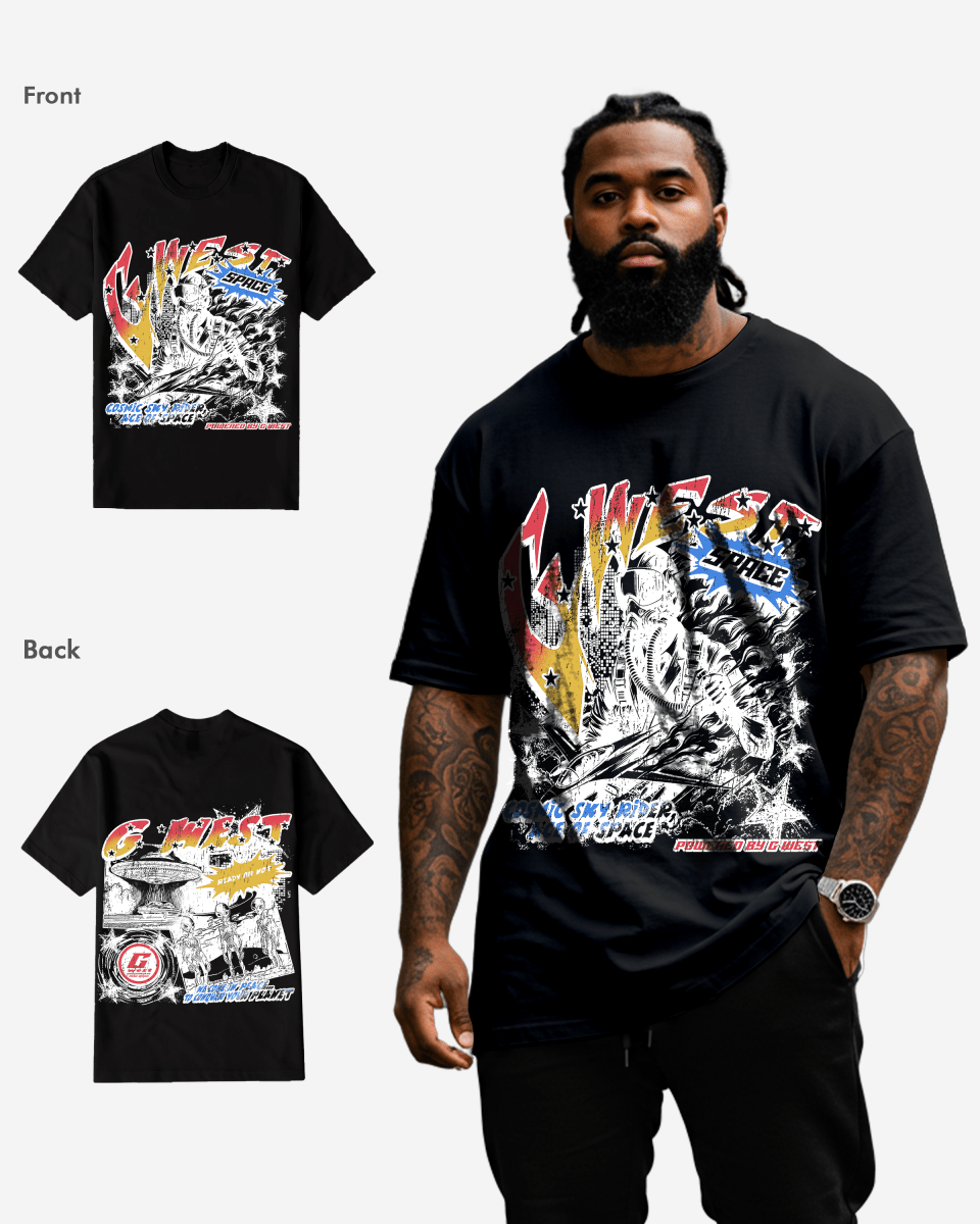 G West Cosmic Sky Ride Double Hit T-Shirt Big and Tall Mens