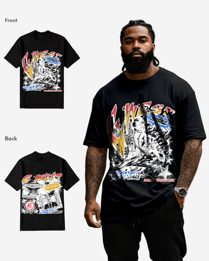 G West Cosmic Sky Ride Double Hit T-Shirt Big and Tall Mens