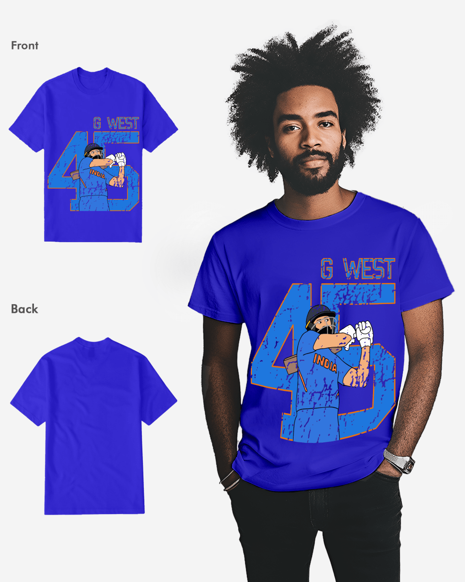 G West Cricket India King-45 T-Shirt : Gwdtfl2410 - 3 Colors Mens