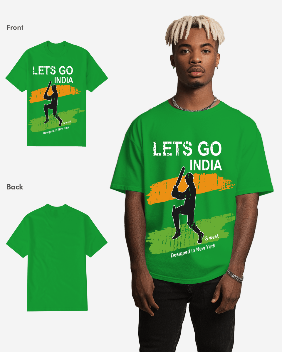 G West Cricket Lets Go India T-Shirt Mens