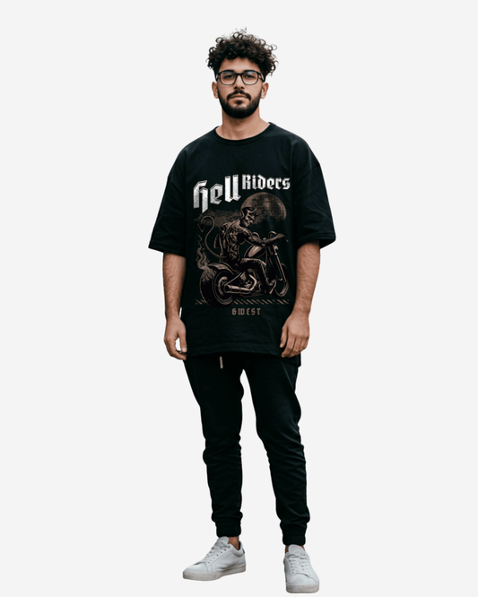 Camiseta Oversize para Hombre G West Devil Hell Riders