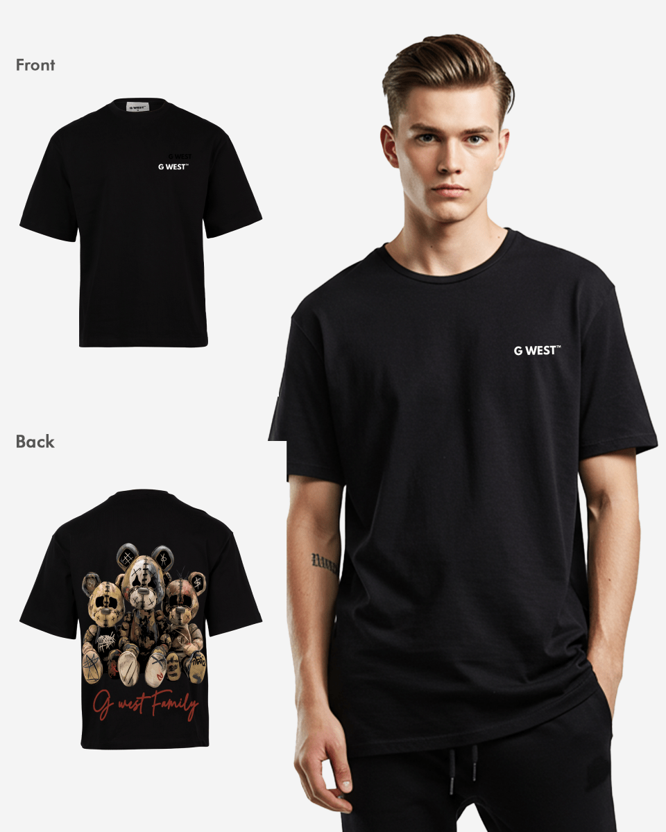 G West Mens Family Black Oversized  Tee