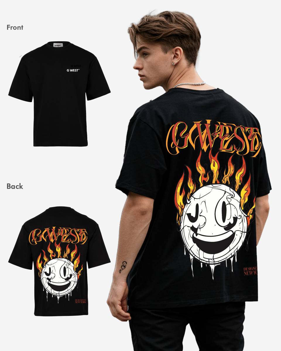 G West Fire Smile Life Style Oversized T-Shirt Mens