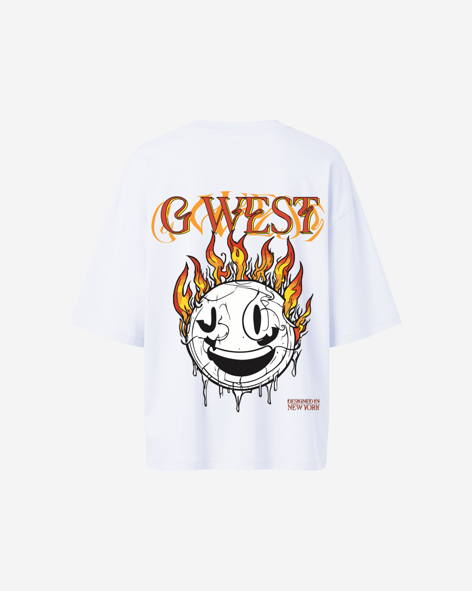 G West Womens Fire Smile Lifestyle Oversized Tee
