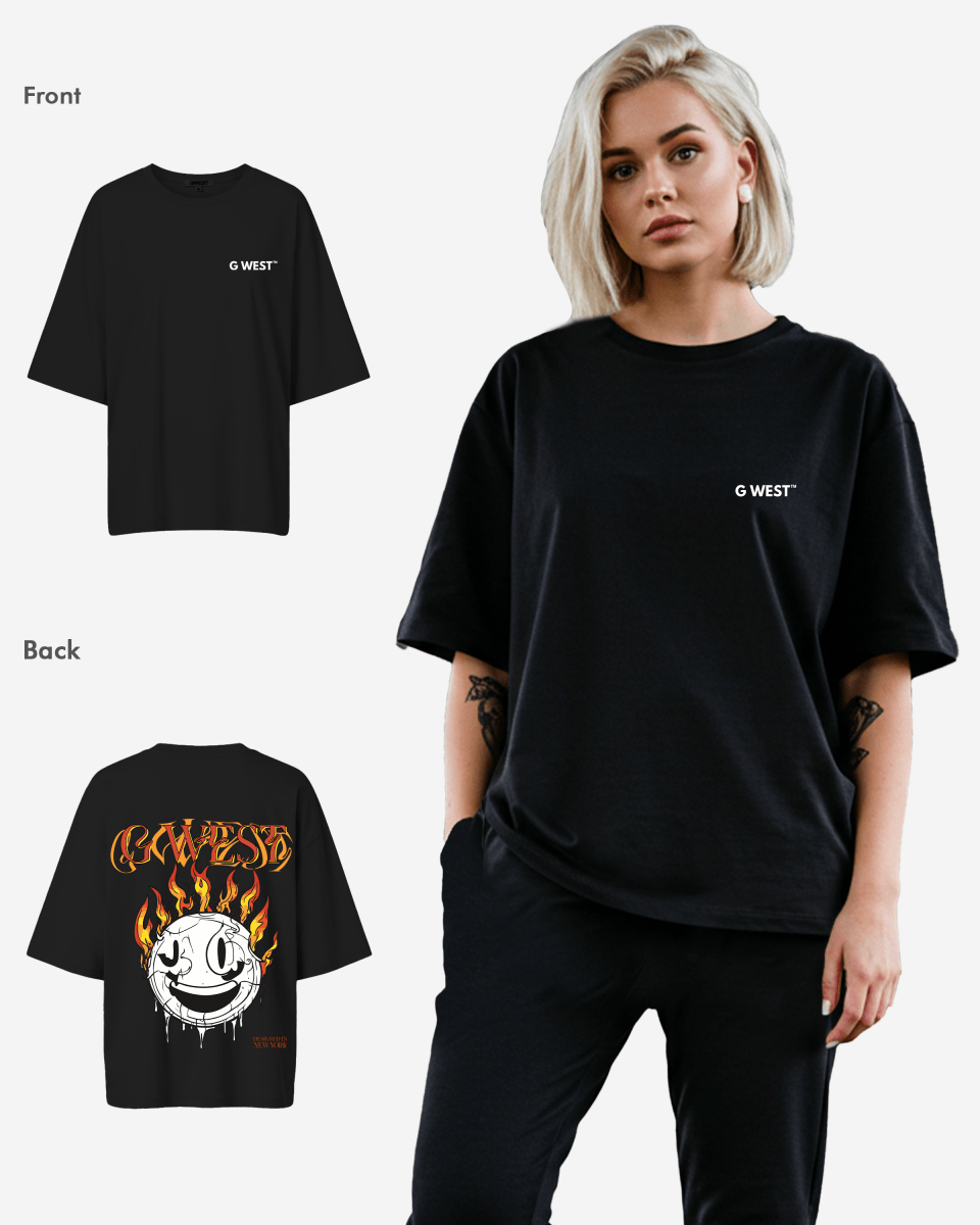 G West Womens Fire Smile Lifestyle Oversized Tee
