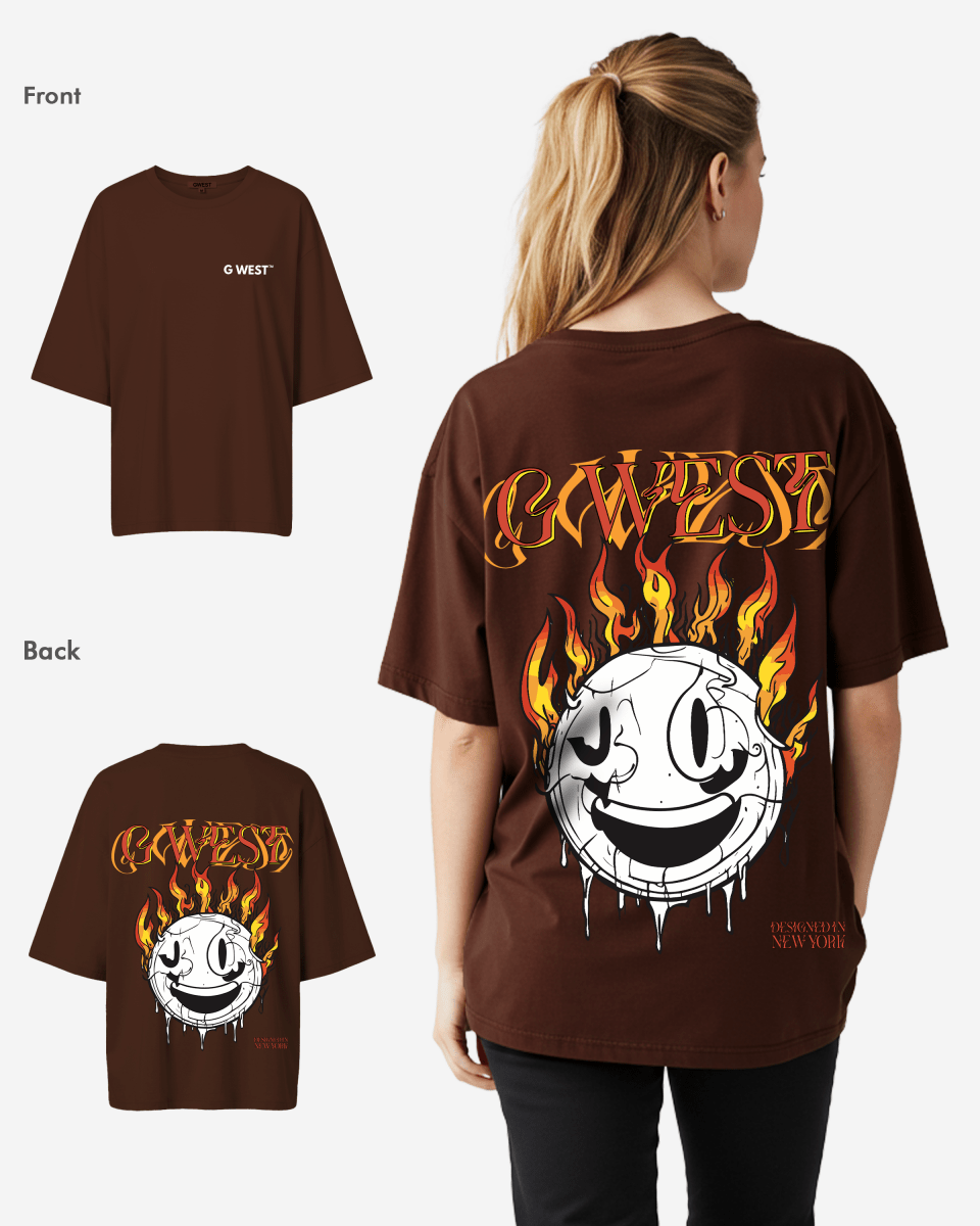 G West Womens Fire Smile Lifestyle Oversized Tee
