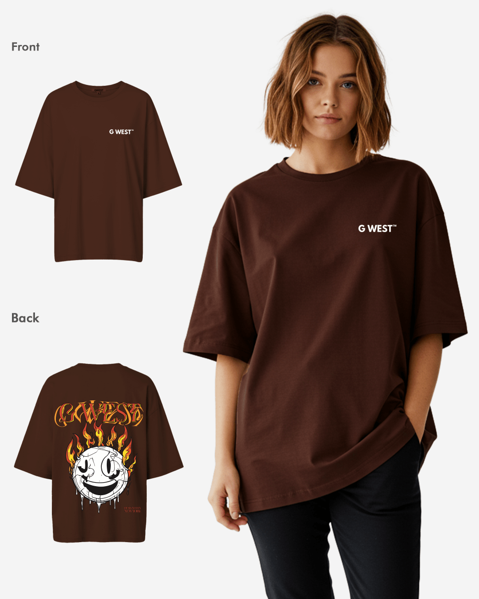 G West Womens Fire Smile Lifestyle Oversized Tee