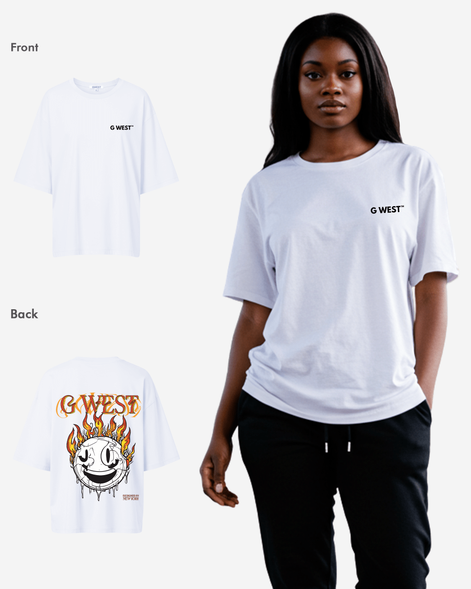 G West Womens Fire Smile Lifestyle Oversized Tee