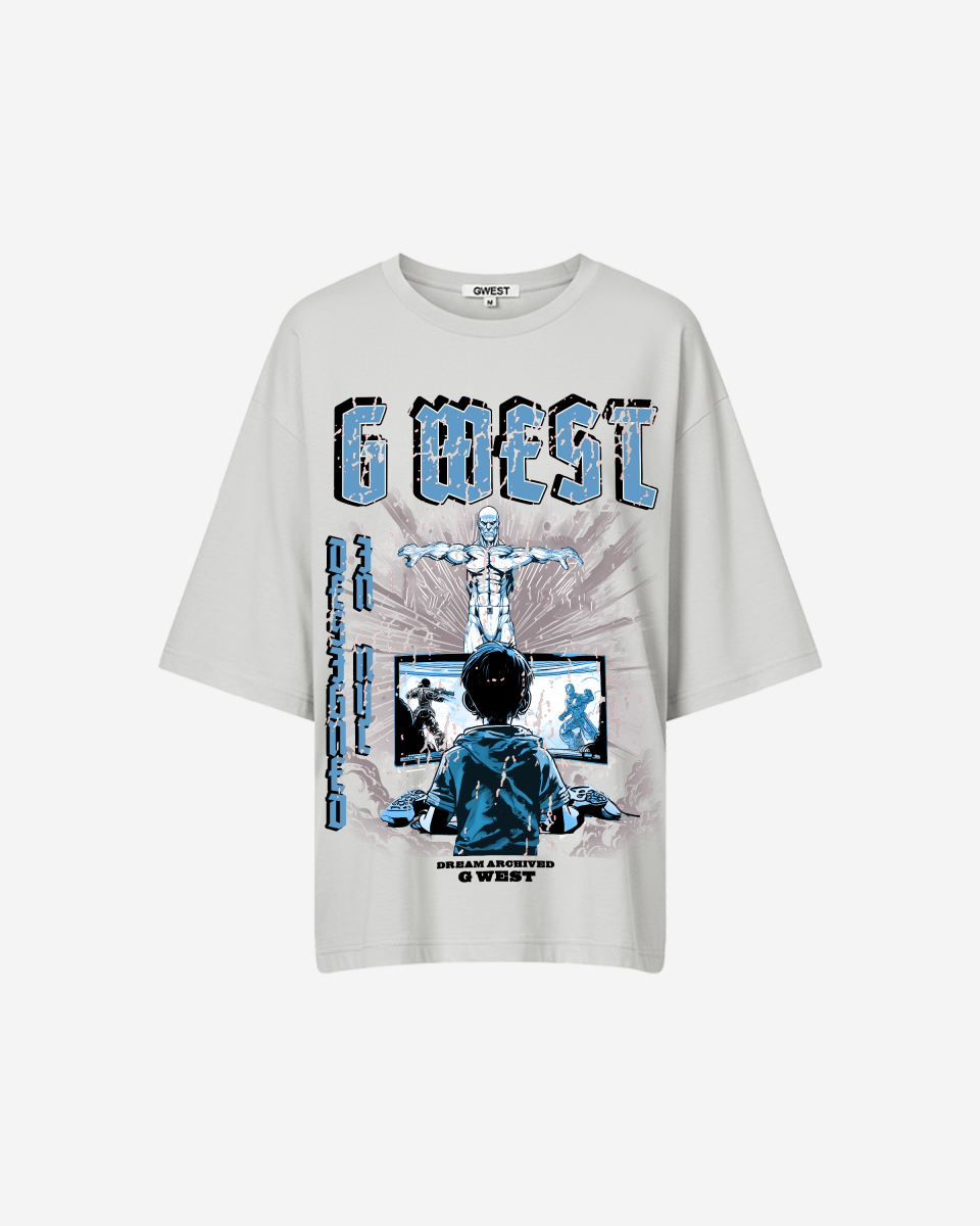 G West Womens Game of G Baby Blue Black Oversized Tee