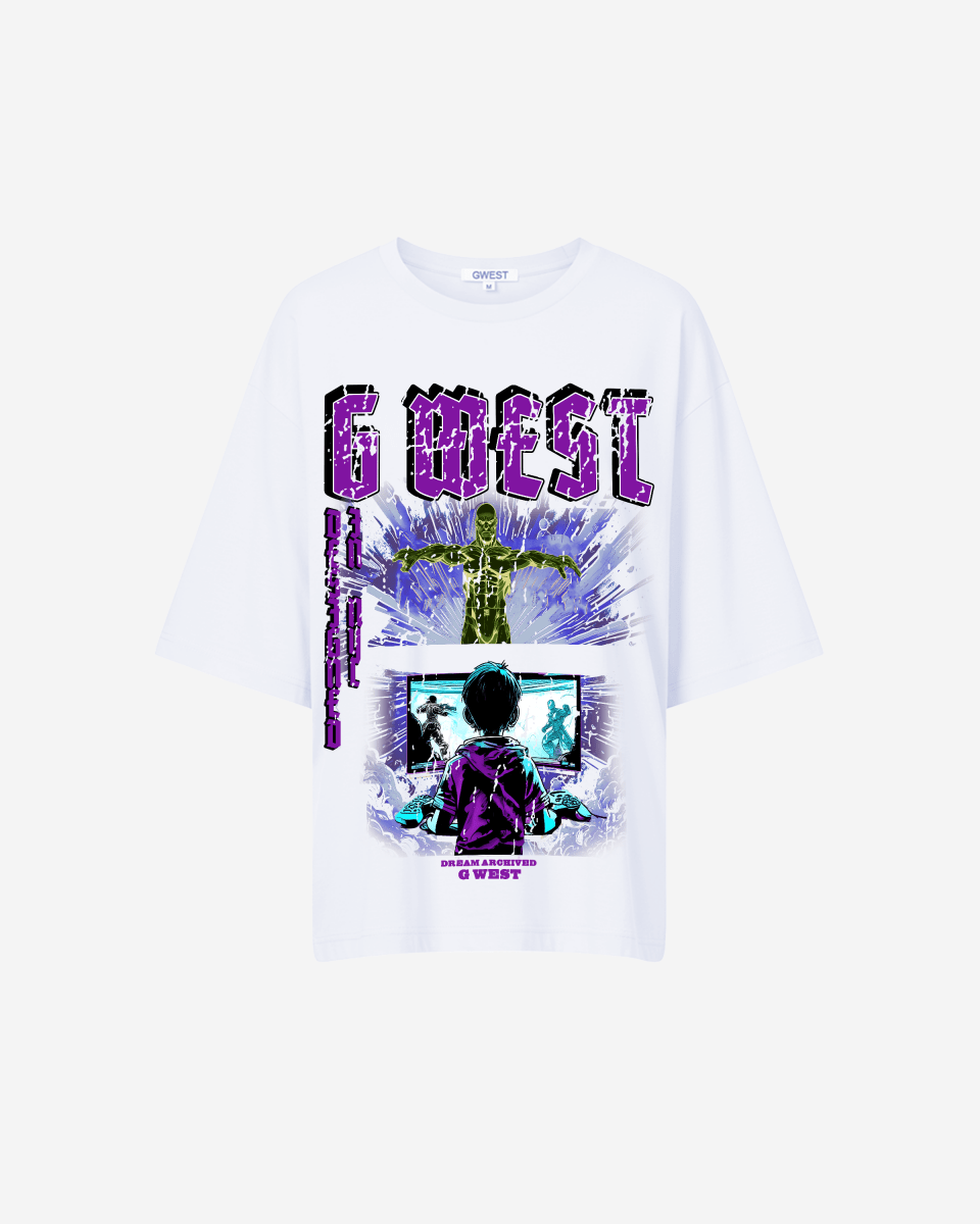 G West Womens Game of G Baby Blue Black Oversized Tee