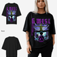 G West Womens Game of G Baby Blue Black Oversized Tee