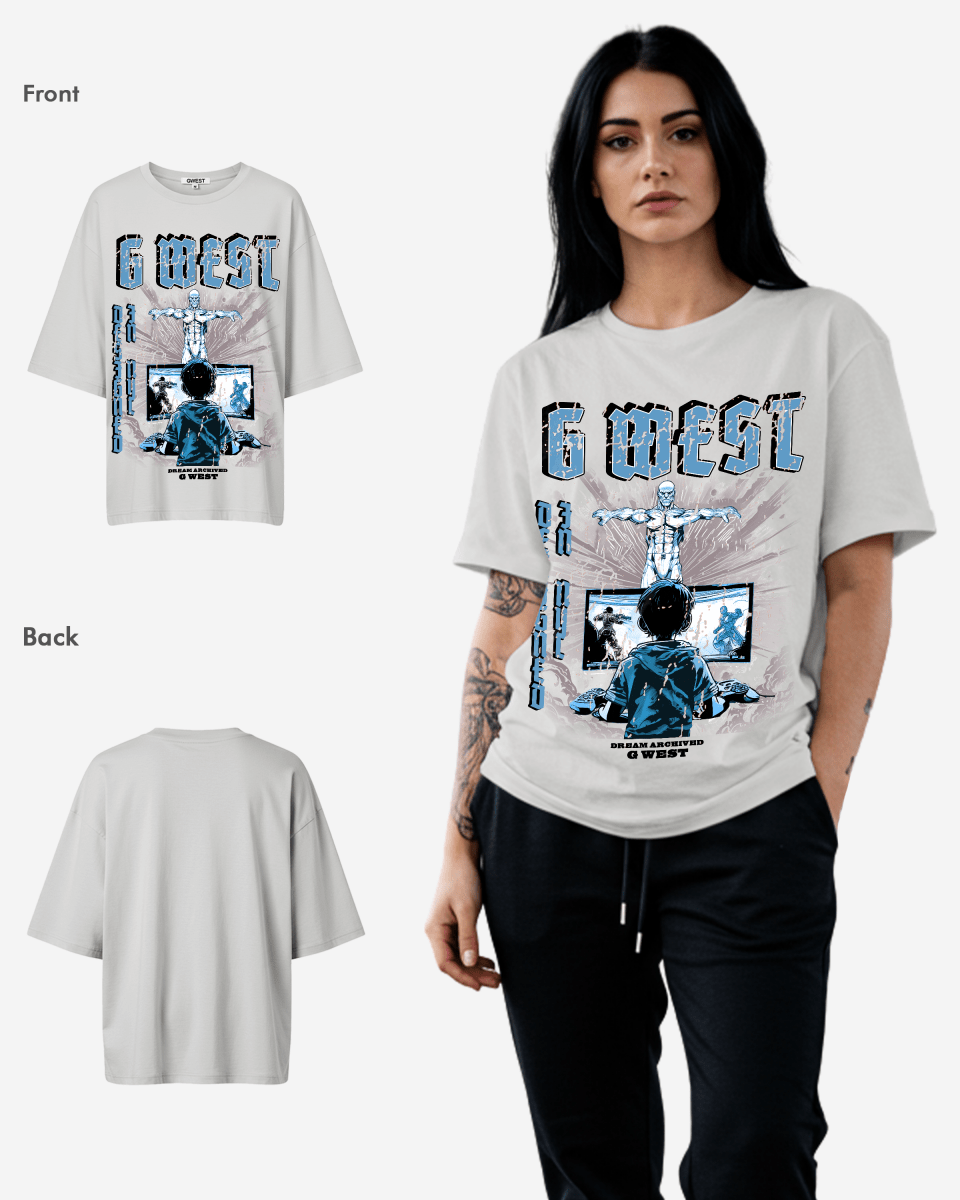 G West Womens Game of G Baby Blue Black Oversized Tee