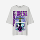 G West Womens Game of G Baby Blue Black Oversized Tee