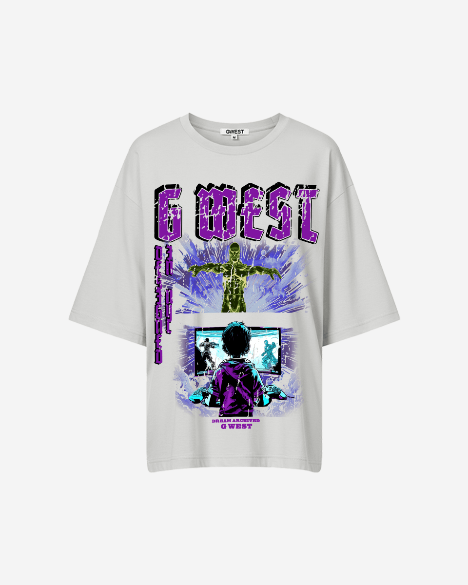 G West Womens Game of G Baby Blue Black Oversized Tee