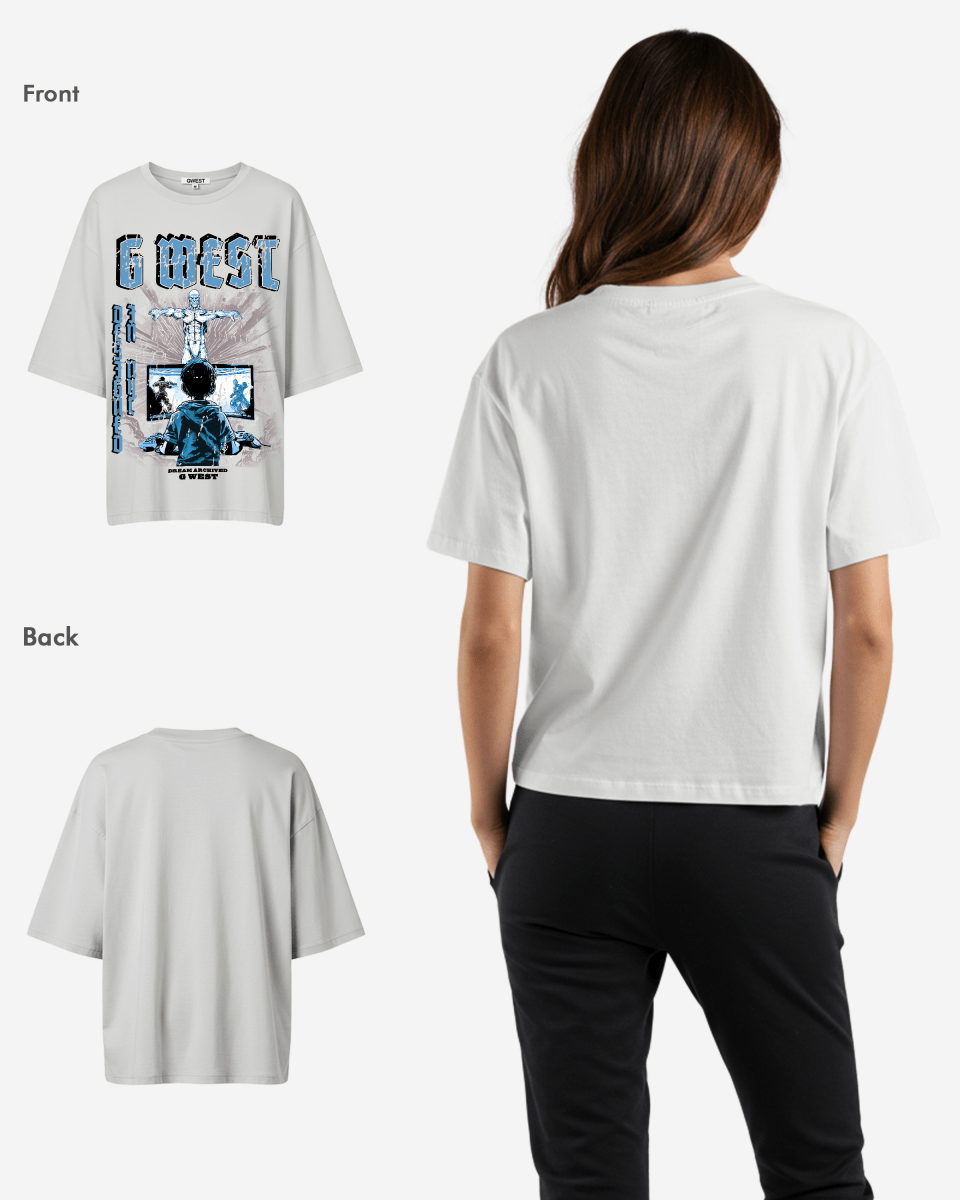 G West Womens Game of G Baby Blue Black Oversized Tee