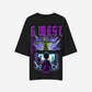 G West Womens Game of G Baby Blue Black Oversized Tee