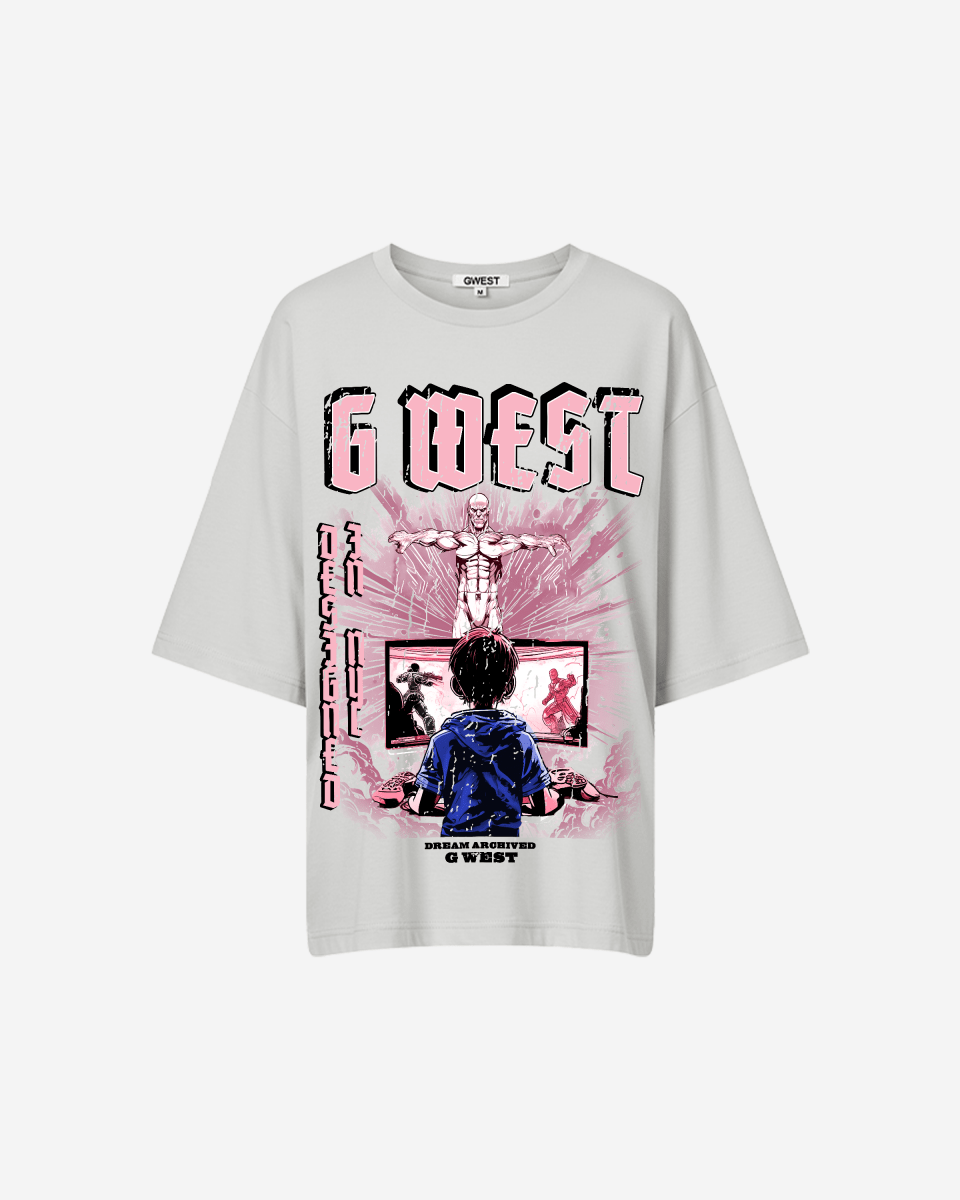 G West Womens Game of G Baby Blue Black Oversized Tee