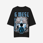 G West Womens Game of G Baby Blue Black Oversized Tee