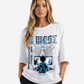 G West Womens Game of G Baby Blue Black Oversized Tee