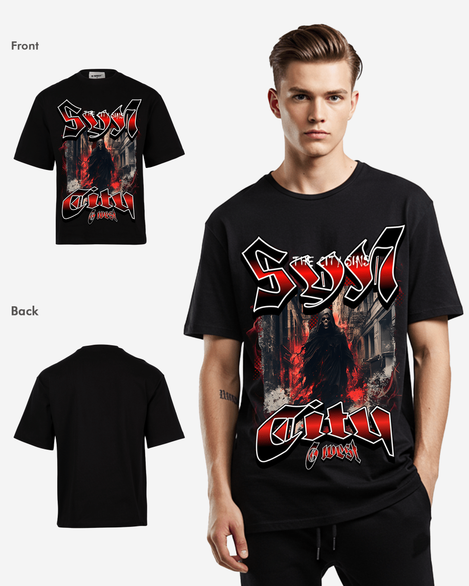 G West Ghost City Oversized T-Shirt Mens