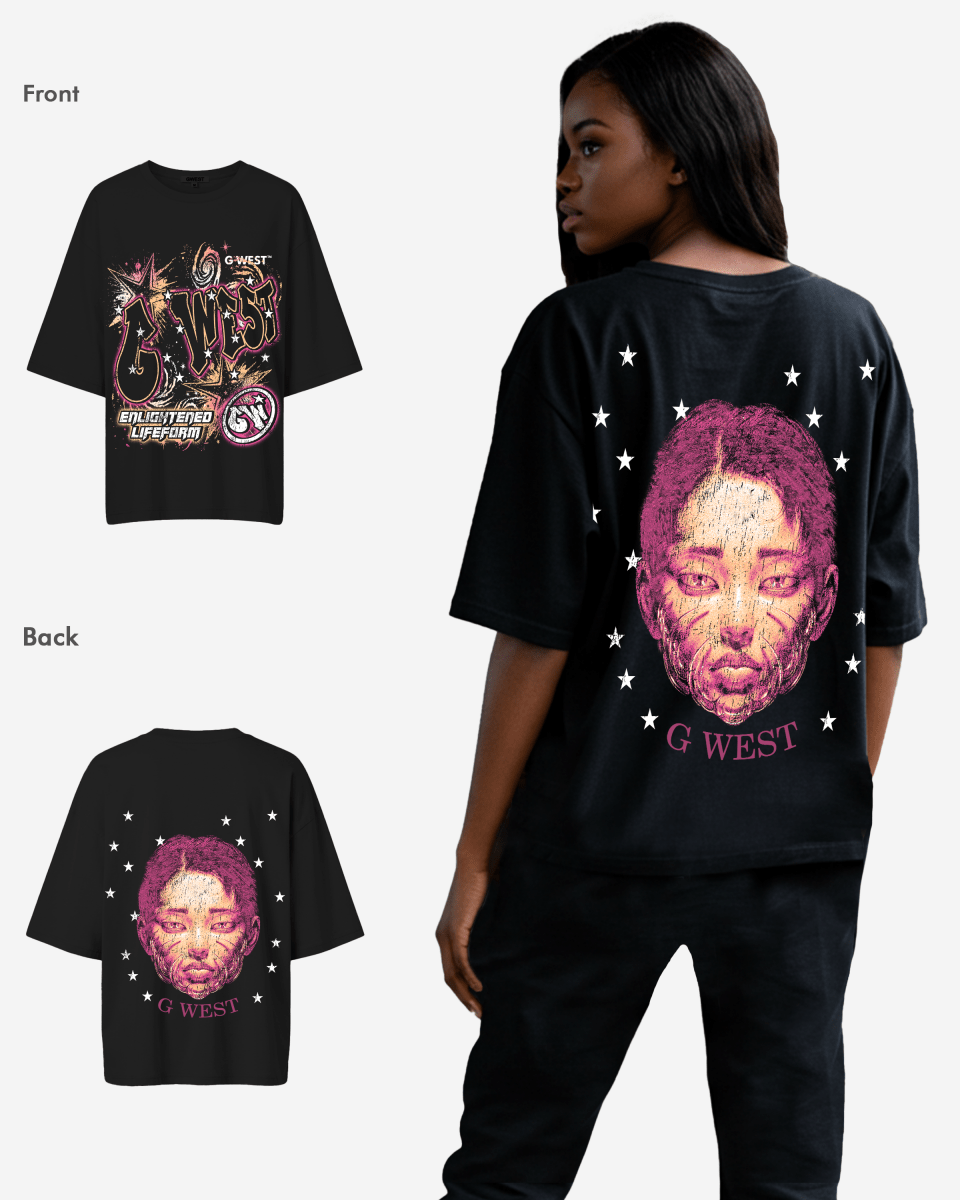 G West Womens Illuminated Soul Double Hit Premium Oversized Tee Front And Back Print