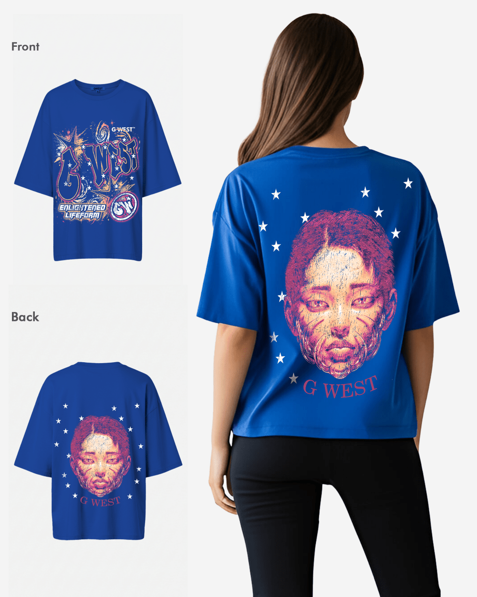 G West Womens Illuminated Soul Double Hit Premium Oversized Tee Front And Back Print