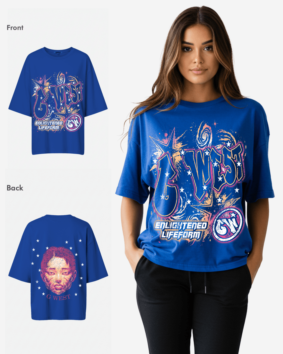 G West Womens Illuminated Soul Double Hit Premium Oversized Tee Front And Back Print