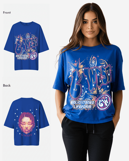 G West Womens Illuminated Soul Double Hit Premium Oversized Tee Front And Back Print