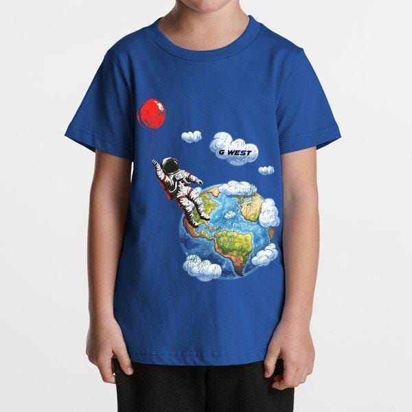 G West Kids Balloon Earth Royal T-Shirt Mens