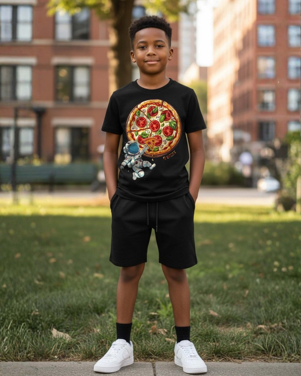 G West Kids Space Pizza Black Tee - Dtpbasty9067