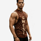 G  WEST LOGO MENS BROWN TANKS