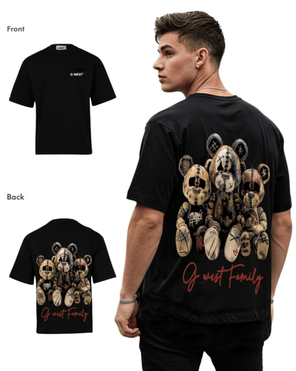 G West Mens Family Black Oversized  Tee
