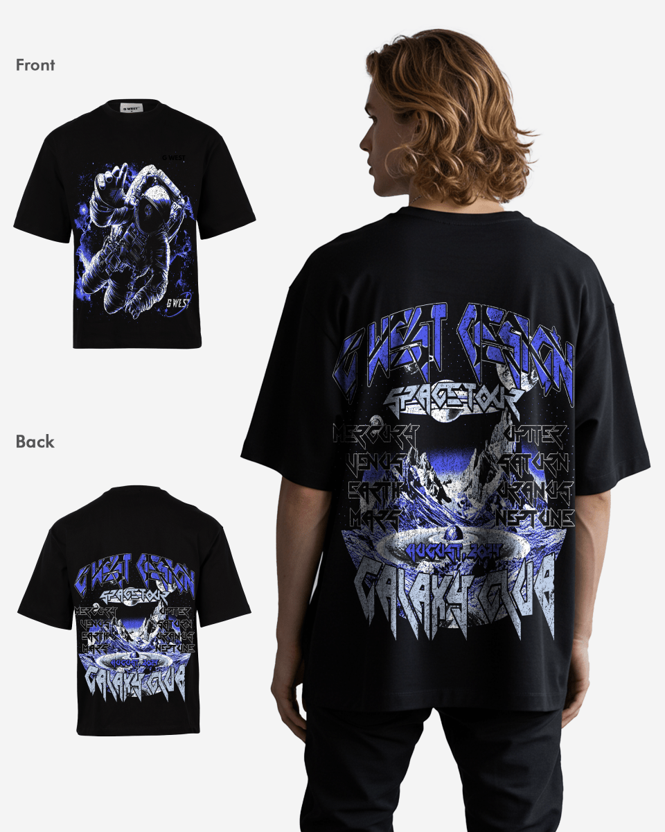 G West Mens  Galaxy Premium Oversized Tee Front And Back Print