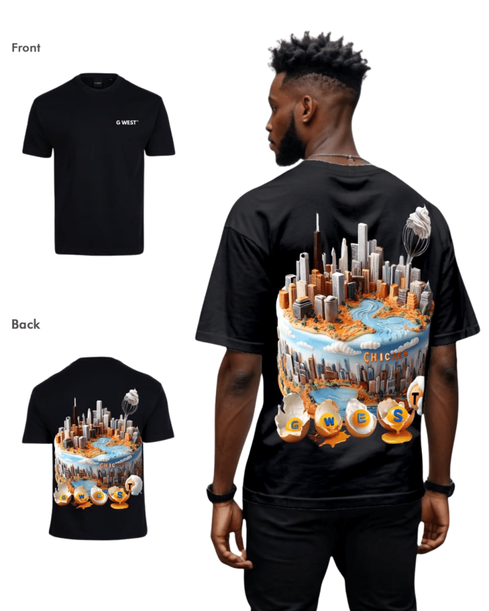 G West Mens Oversized Chicago Cake Tee