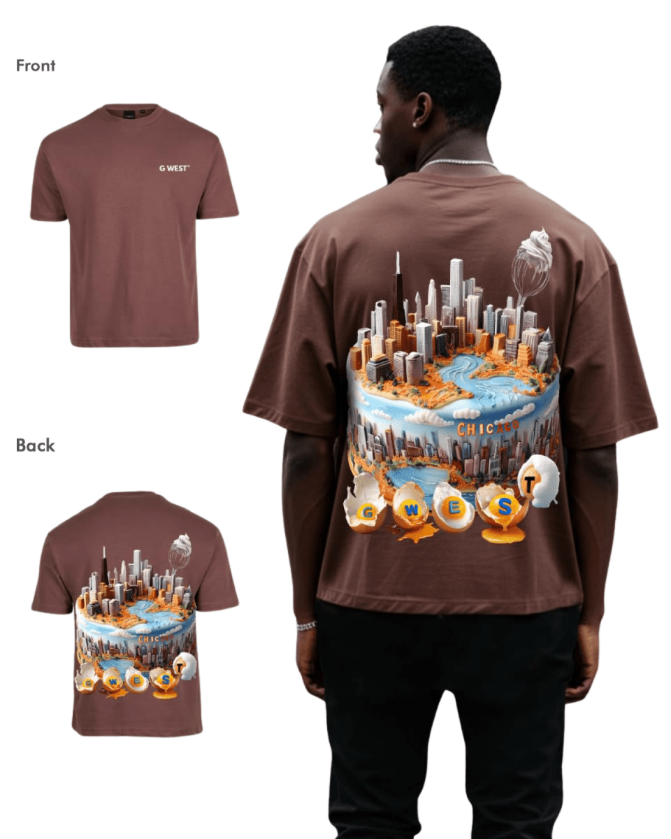 G West Mens Oversized Chicago Cake Tee