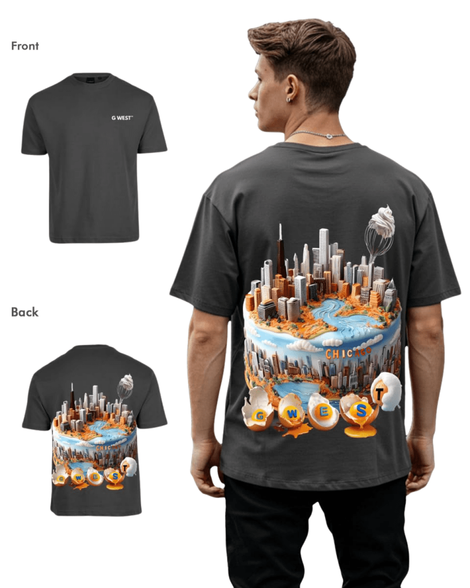 G West Mens Oversized Chicago Cake Tee
